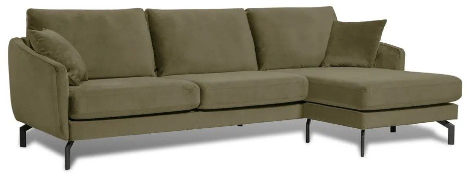 Magic zöld bársony sarokkanapé, bal oldali - Scandic