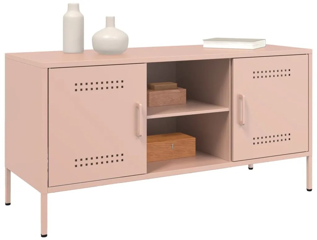 vidaXL rózsaszín acél TV-szekrény 100,5 x 39 x 50,5 cm
