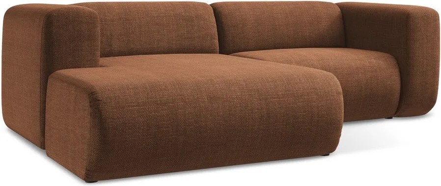 Terrakotta színű sarokkanapé (bal oldali-heverő résszel) Ekahi – Makamii