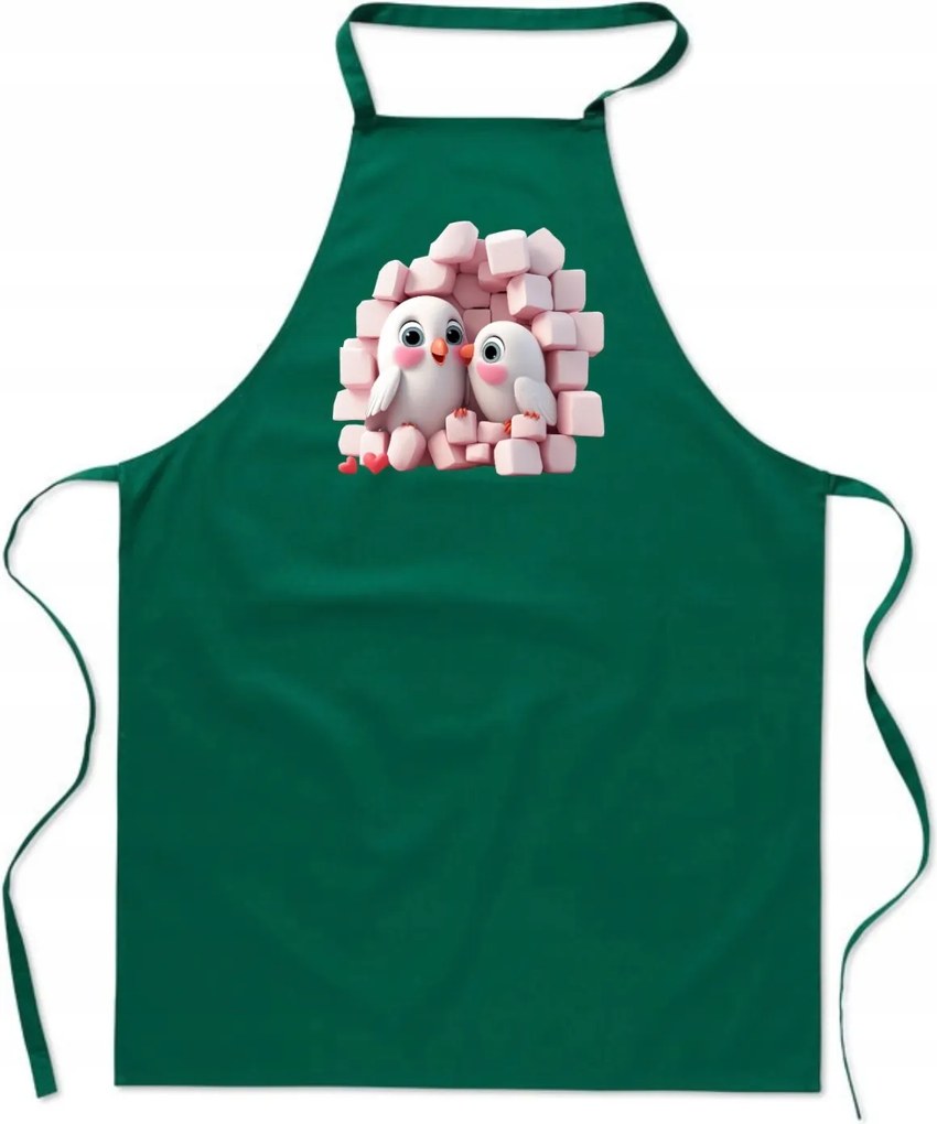 Konyhai Kötény pamut zöld lyuk Madárka pár FA_497_z