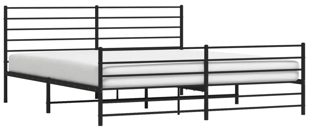 fekete fém ágykeret fej- és lábtámlával 200 x 200 cm