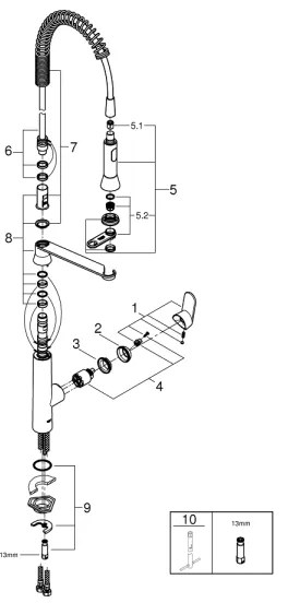 GROHE 31379000 - K7 G12” mosogató csaptelep, fényes króm