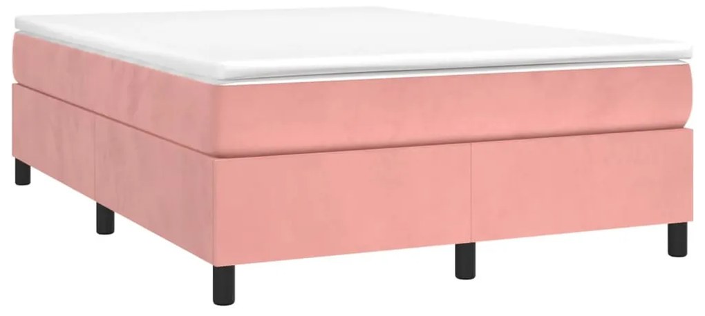 rózsaszín bársony rugós ágykeret 140x200 cm