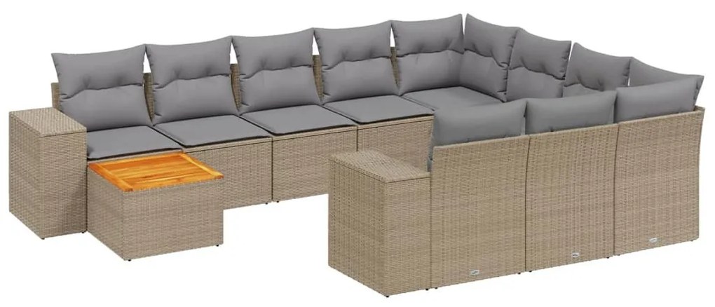 11 részes bézs polyrattan kerti ülőgarnitúra párnákkal