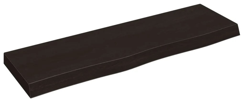 sötétbarna kezelt tömör tölgyfa fali polc 100x30x(2-6) cm