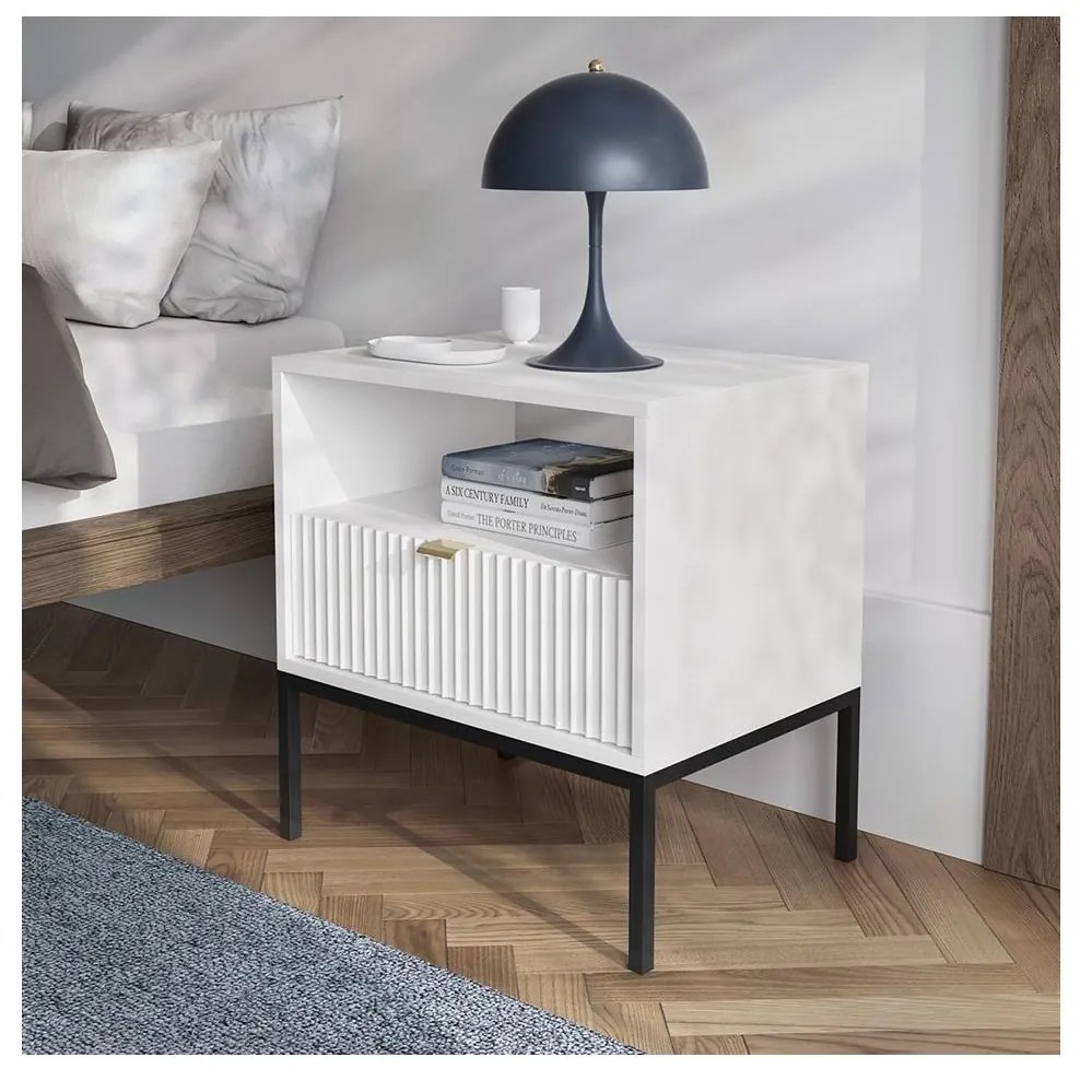 Éjjeliszekrény NOVA 56x54 cm fehér/fekete