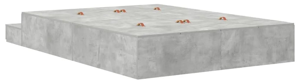 Ágykeret tárolóval Beton Szürke 236.5 x 140 x 31.5 cm Faanyag