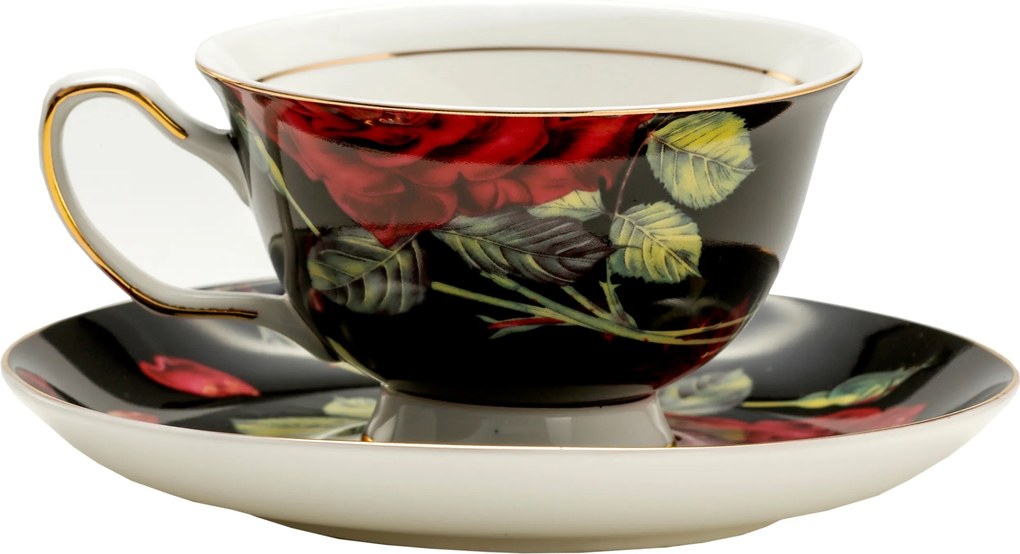 200 Ml-es Csésze Csészealjjal 15 CM Porcelán Virágok