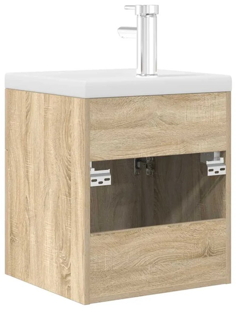 mosdószekrény beépített medencével csapteleppel Sonoma tölgyfa