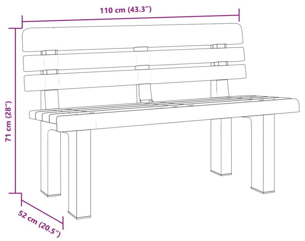 zöld polipropilén kerti pad 110 x 52 x 71 cm