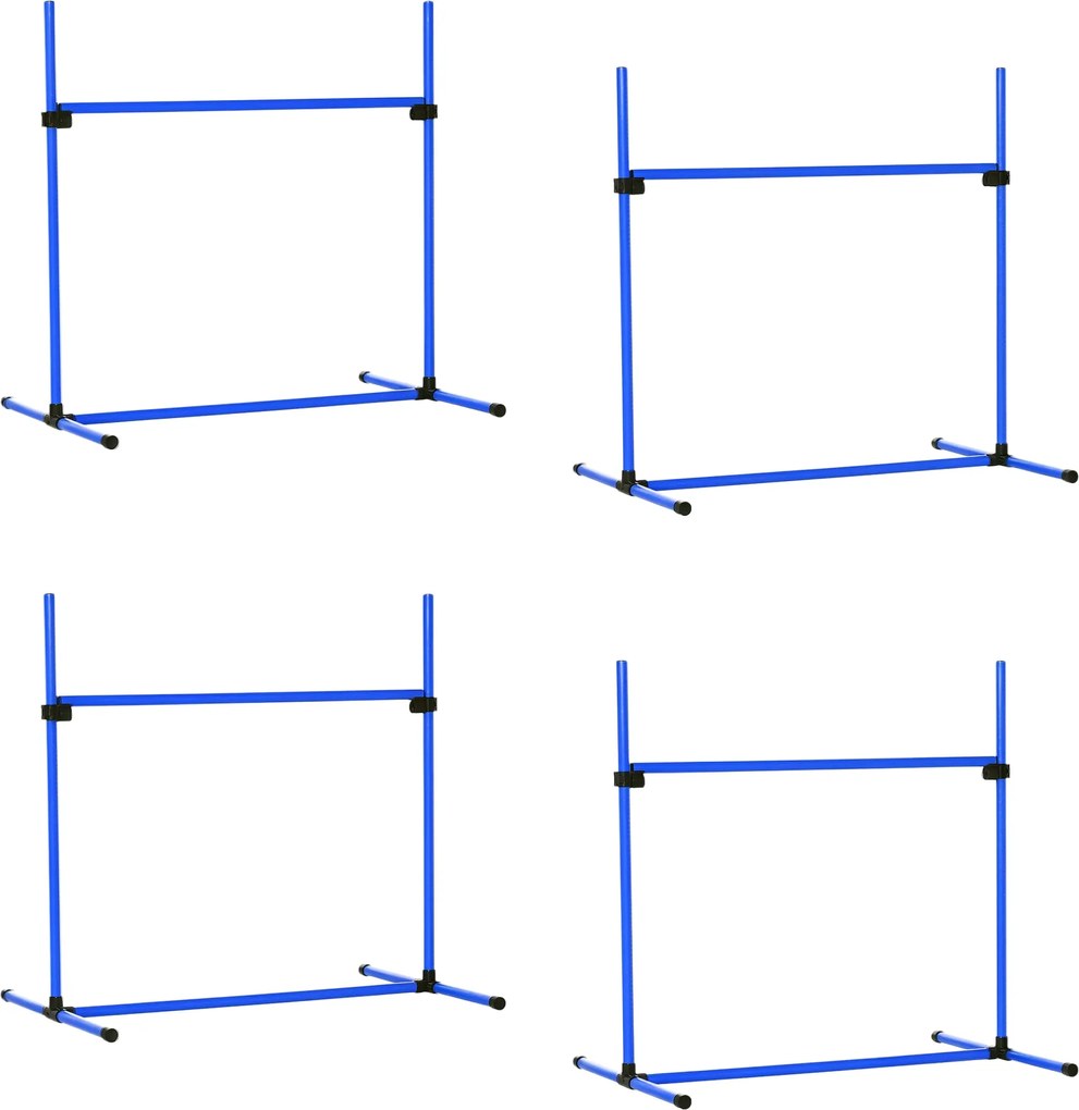 PawHut Agilitás Szett Kutyáknak – 4 Részes Agilitás Felszerelés Kutyaképzéshez Állítható Magasságú Akadályokkal, Hordozótáskával és Koordinációs Edzés
