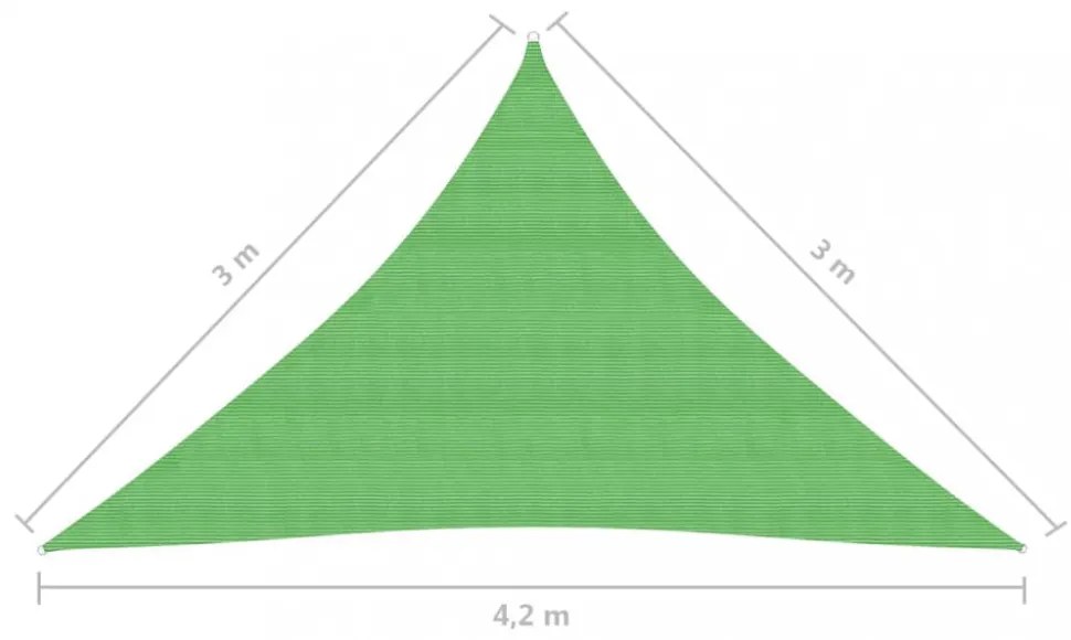 világoszöld HDPE napvitorla 160 g/m² 3 x 3 x 4,2 m