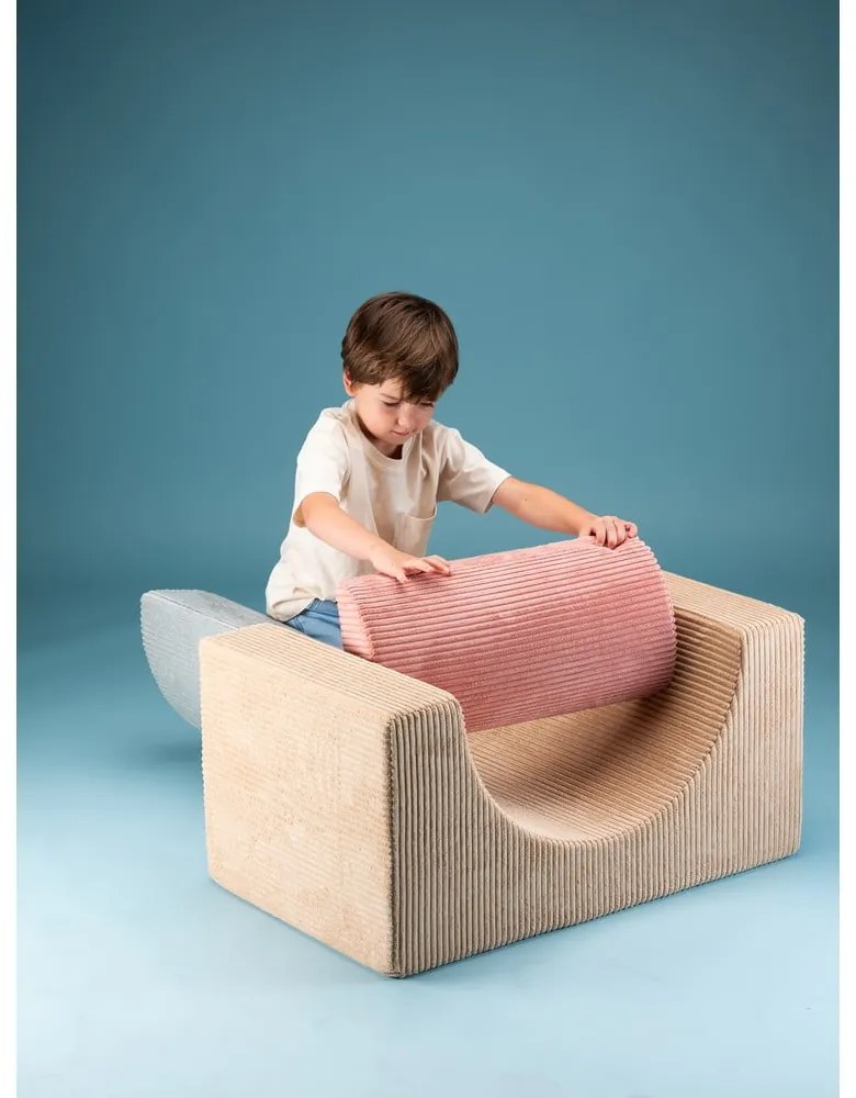 Világosbarna kordbársony habszivacs játszótér 3 db-os magasság 37 cm 75x49 cm Rainbow Montessori – Wigiwama