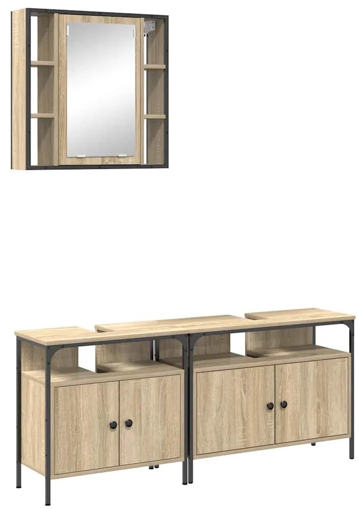 Fürdőszobai Szekrény Szett 3 pcs sonoma tölgy 80 x 30 x 60 cm