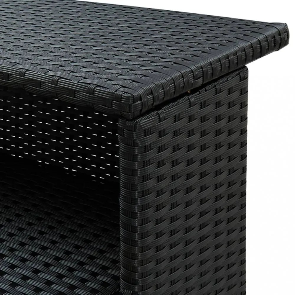 fekete polyrattan kerti bárasztal 120 x 55 x 110 cm