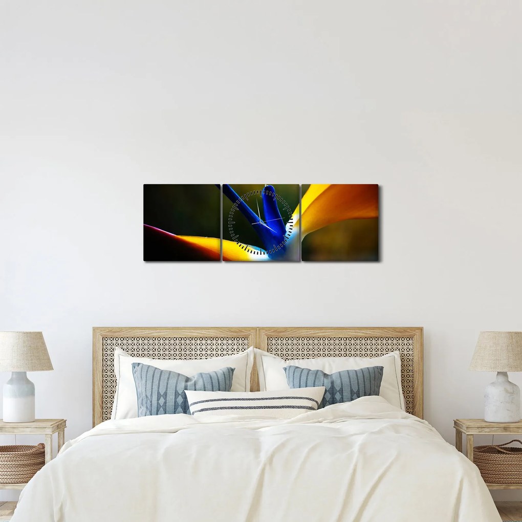 Kép - Egzotikus virág (órával) (90x30 cm)