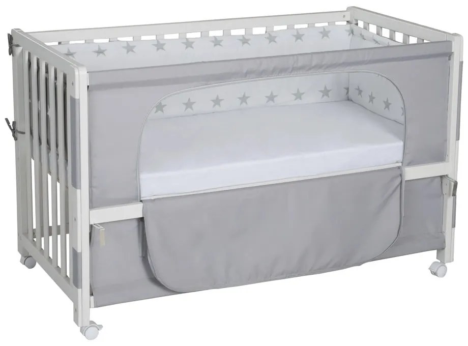 Fehér gurulós babaágy baldachinnal 60x120 cm Little stars – Roba