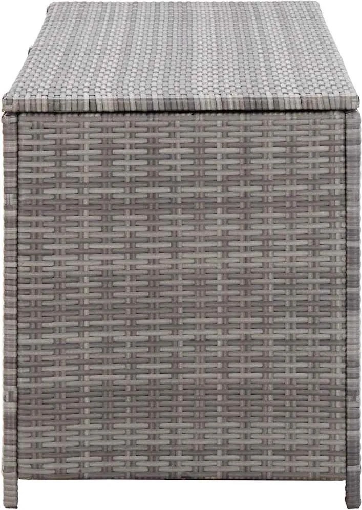 Szürke Polyrattan Kerti Tárolóláda 150 X 50 X 60 Cm