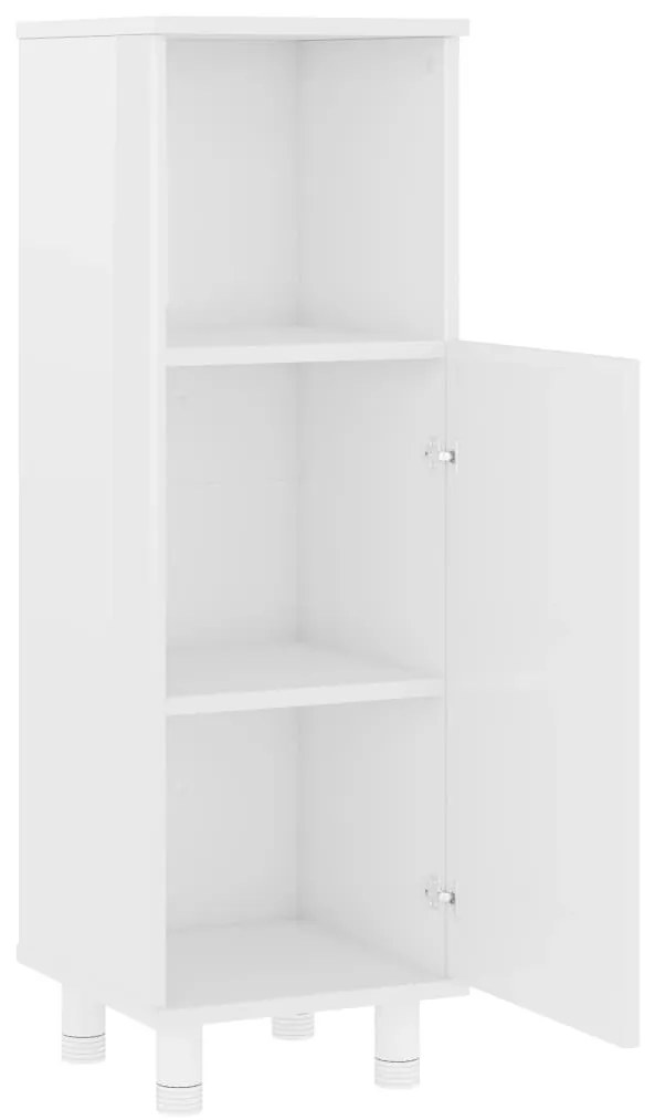 Magasfényű fehér szerelt fa fürdőszobaszekrény 30 x 30 x 95 cm