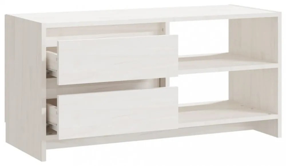 fehér tömör fenyőfa TV szekrény 80 x 31 x 39 cm