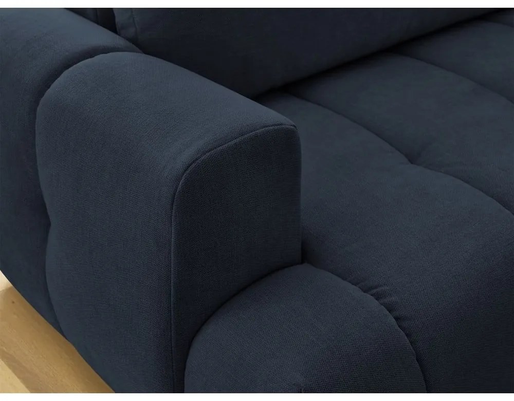 Sötétkék kinyitható-tárolóhelyes sarokkanapé (jobb oldali-L alakú) Fuji – Bobochic Paris