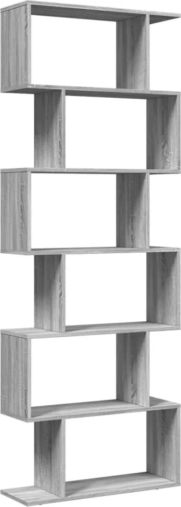 vidaXL 6 szintes szürke sonoma fa elválasztó könyvespolc 70x24x193 cm