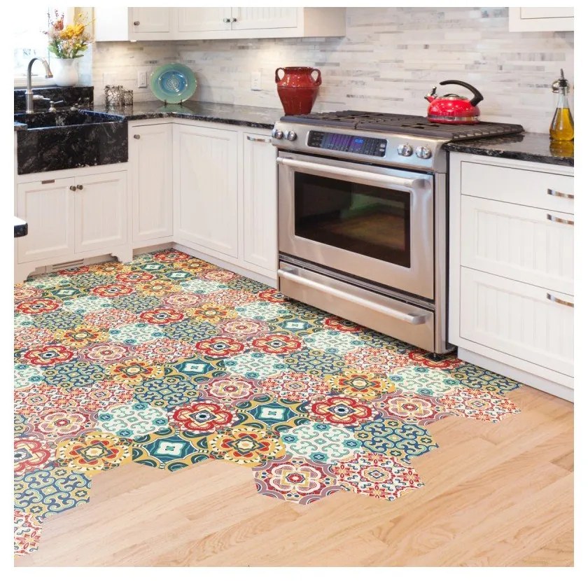 Floor Stickers Hexagons Lorena 10 db-os padlómatrica szett, 40 x 90 cm - Ambiance