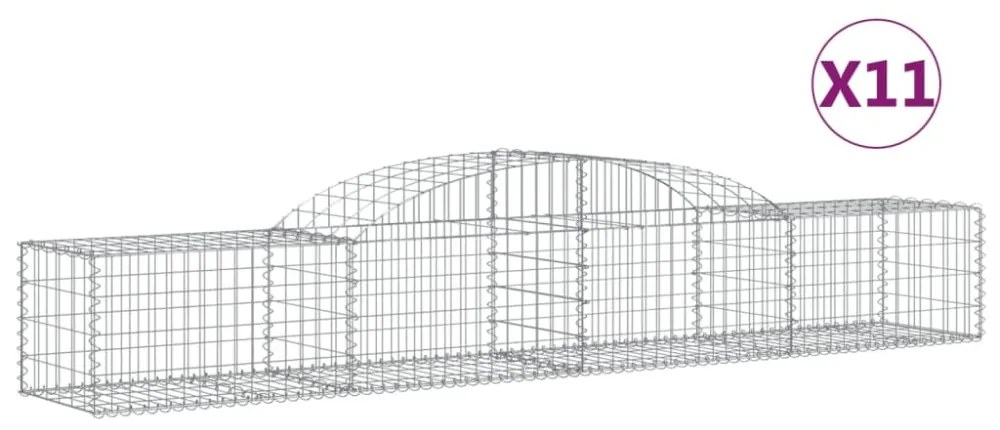 11 db íves horganyzott vas gabion kosár 300x50x40/60 cm