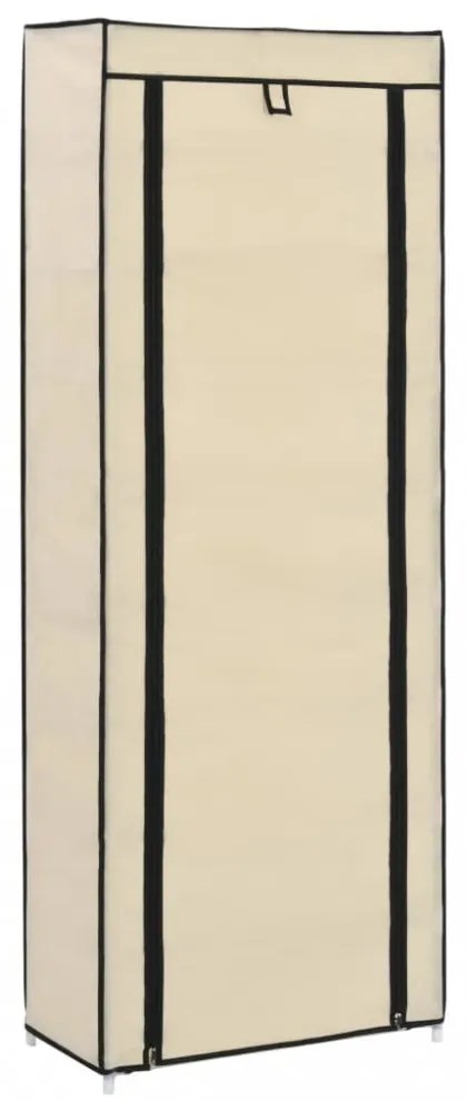 krémszínű szövet cipőszekrény borítóval 57 x 29 x 162 cm