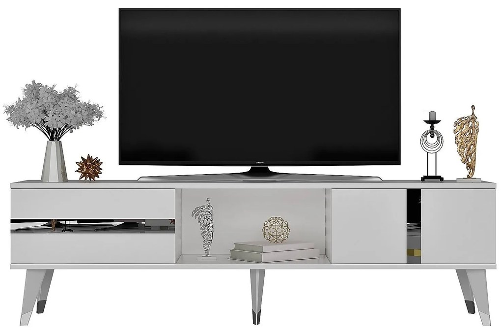 TV asztal/szekrény Vekika 2 (fehér + ezüst) . 1095253