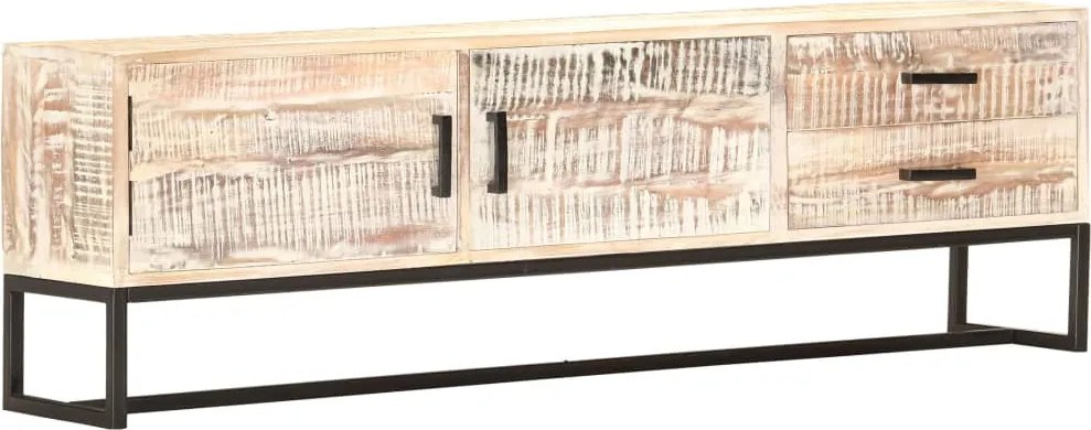 vidaXL fehér tömör akácfa TV-szekrény 140 x 30 x 45 cm