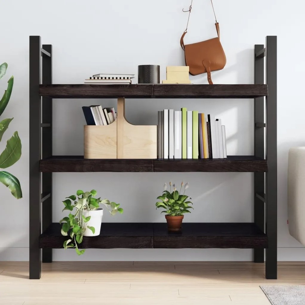 sötétbarna kezelt tömör tölgyfa fali polc 120 x 50 x (2-6) cm