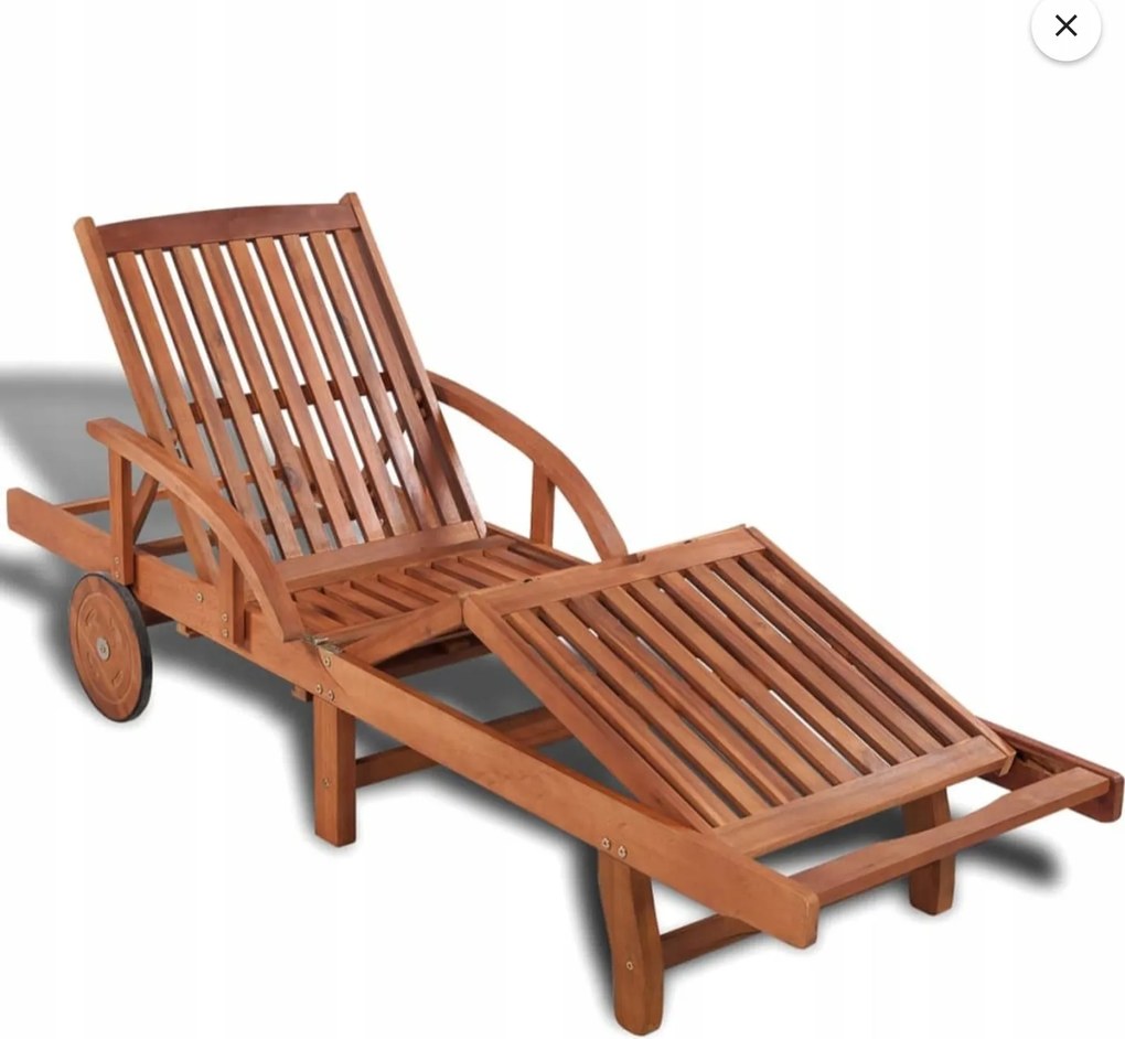 Kerti Napozóágy Összecsukható 200 x 68 x 30 cm tömör akácfa