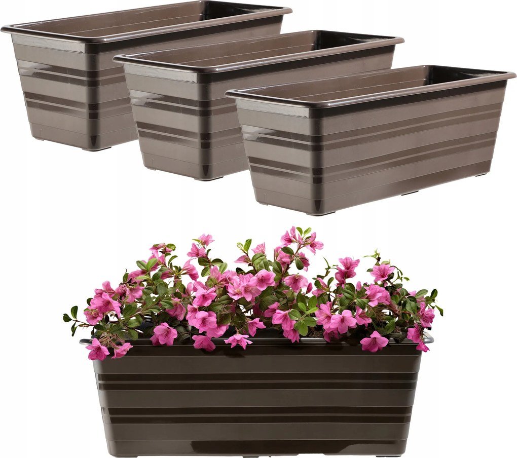 Erkélydoboz Virágtartó Nagy 40cm Virágok Csomag 3 Db Virágágyás