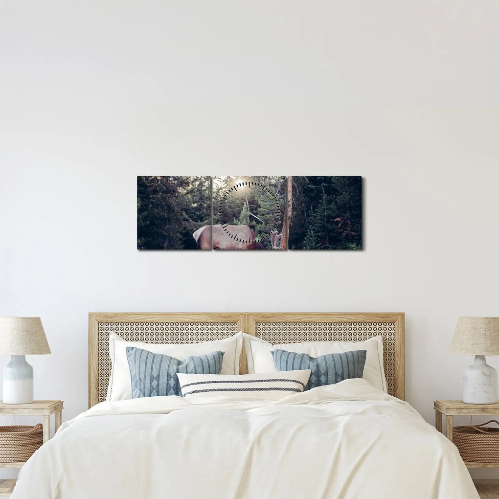 Kép - Jávorszárvas a tisztáson (órával) (90x30 cm)