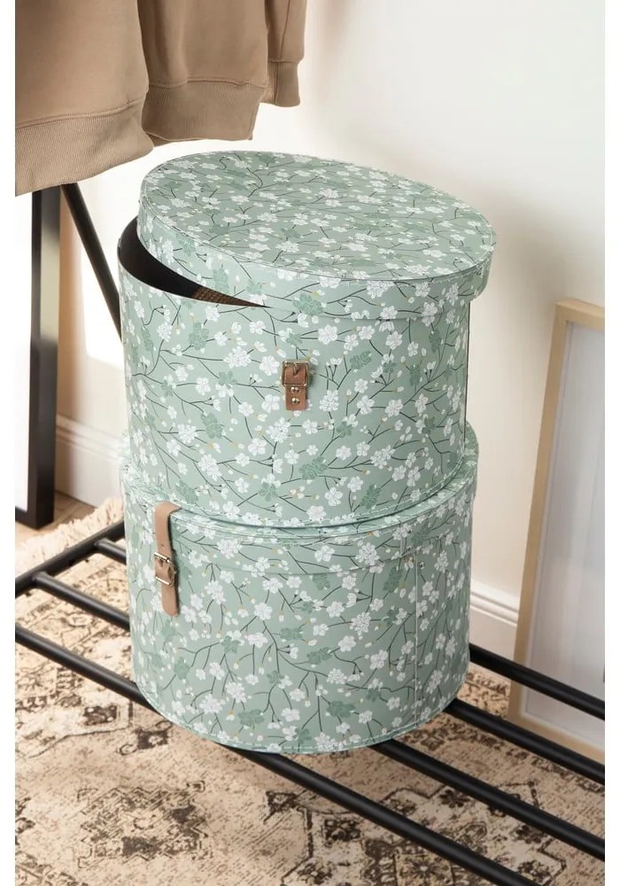 Világoszöld fedeles karton tárolódoboz szett 2 db-os ø 37,5x25,5 cm Rut Paper Laminate – Bigso