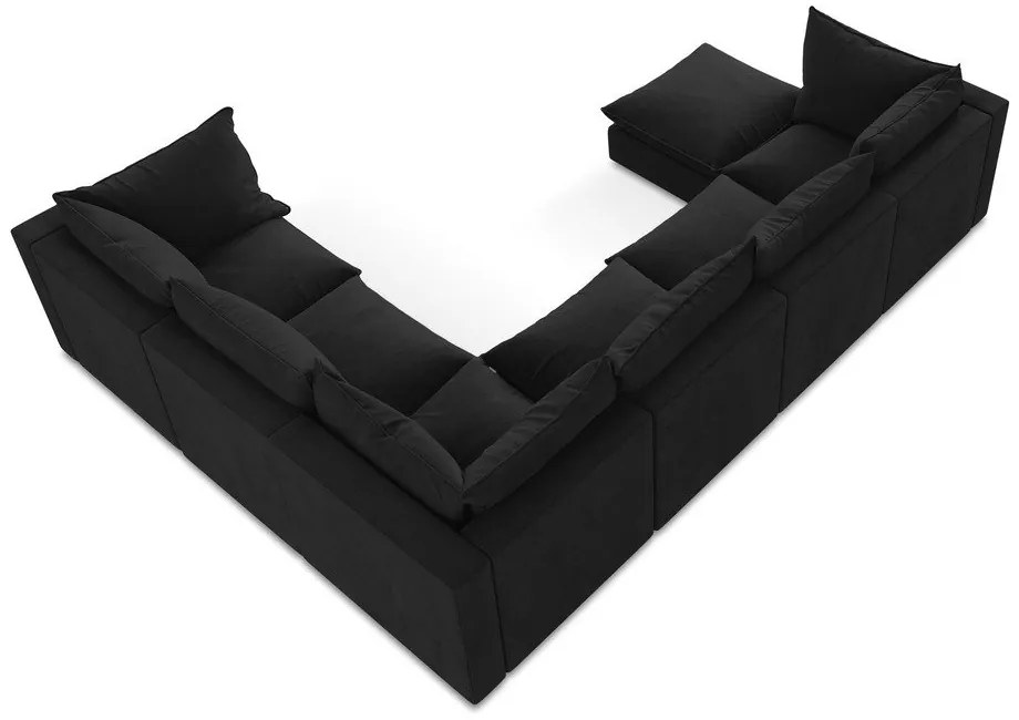 Fekete sarokkanapé (jobb oldali-U alakú) Manao – Makamii