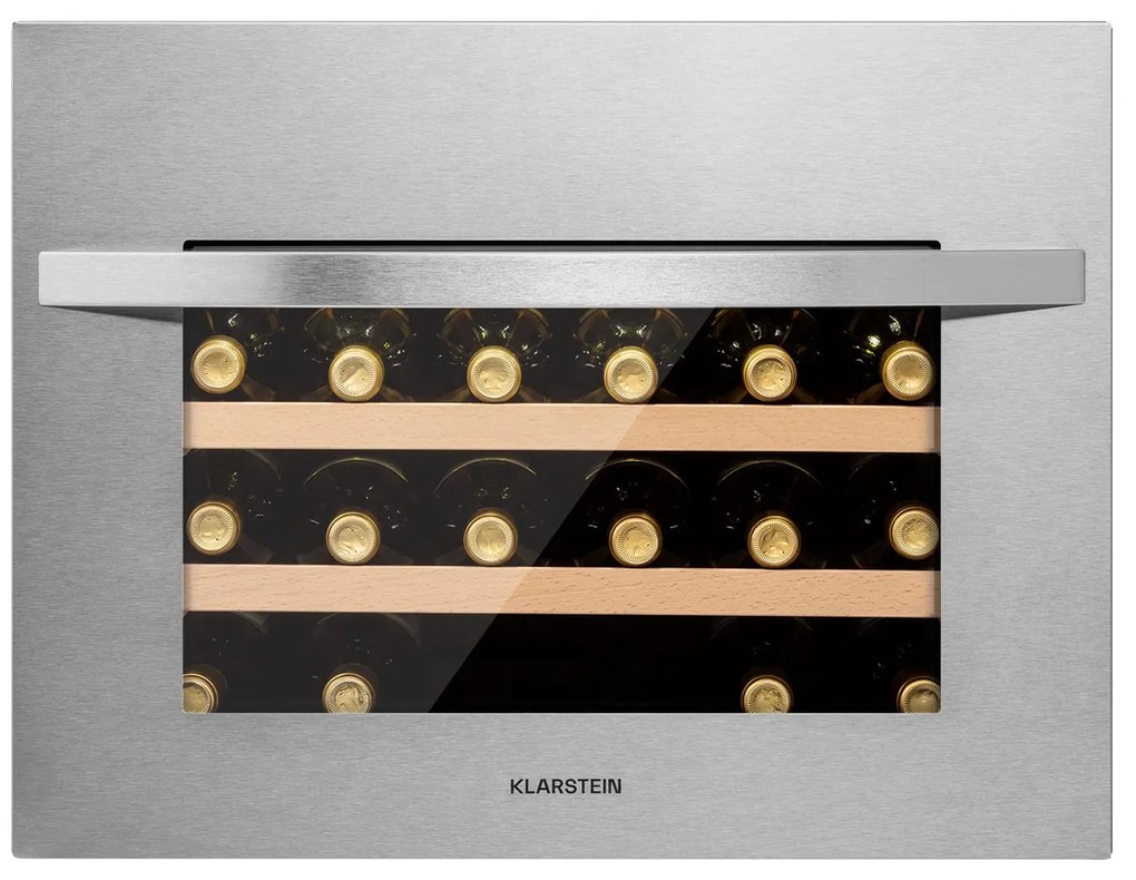 Klarstein Vinsider 24 Built-In Uno, beépített borhűtő, 24 palack, 1 zóna, rozsdamentes acél