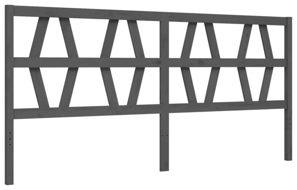 szürke tömör fa ágykeret fejtámlával 200 x 200 cm