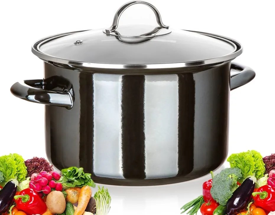 Zománcozott fazék Banquet Metalic Fekete 26cm, 6 L Főzéshez nagy