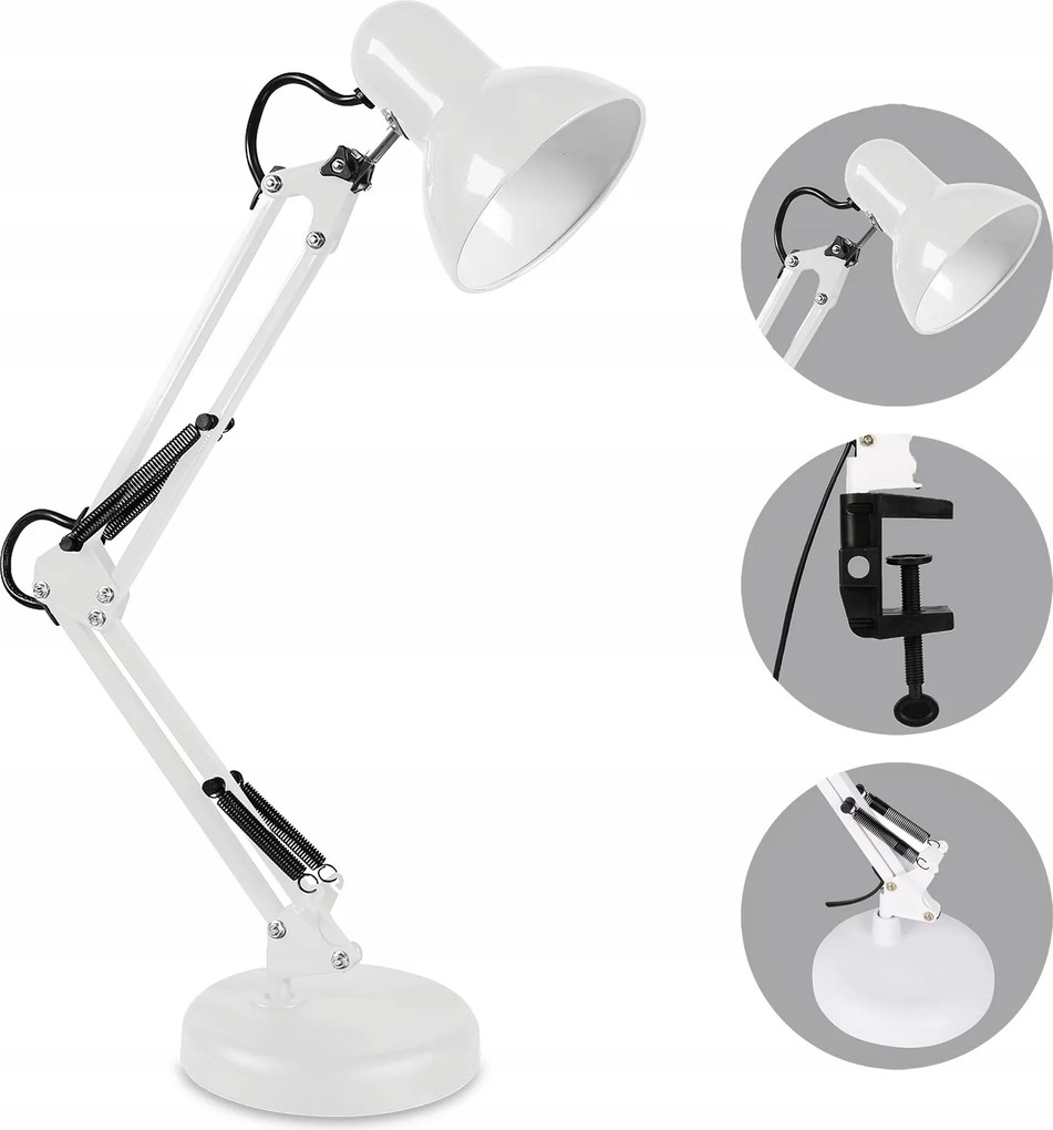 Asztali lámpa E27 Állítható Álló Csavarozható Fehér Éjszakai