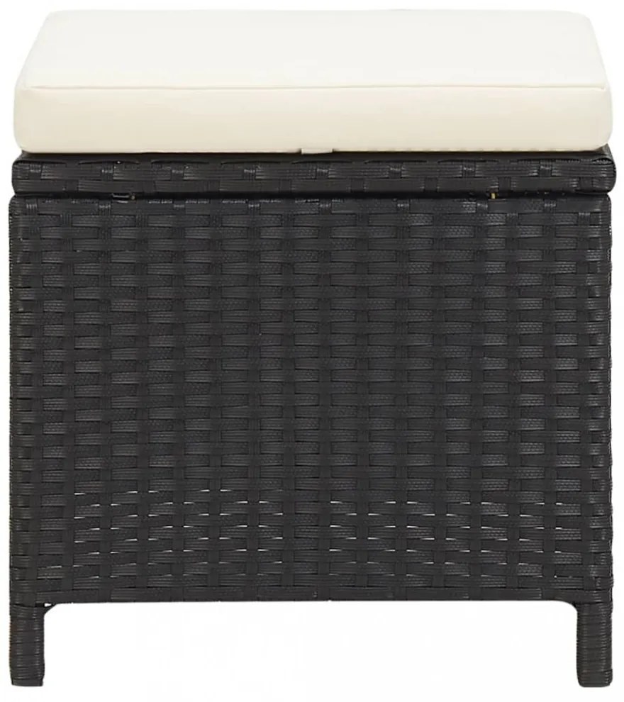 4 db fekete polyrattan kerti ülőke párnákkal