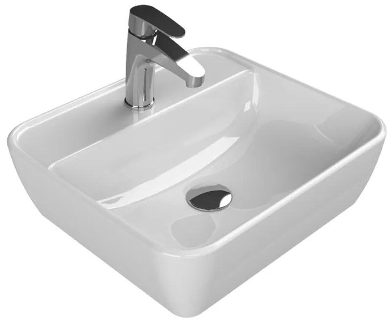 CeraStyle ONE - PULTRA ültethető - Top Counter - porcelán mosdó - - csaplyukas - 46 x 42 cm