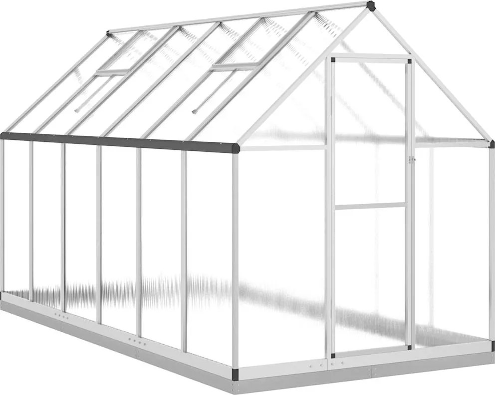 vidaXL ezüstszínű alumínium melegház alapvázzal 334x169x202 cm