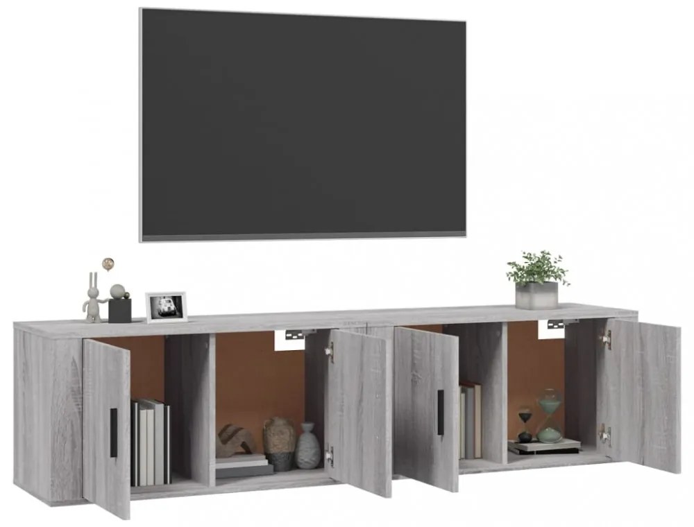 2 db szürke sonoma falra szerelhető TV-szekrény 80x34,5x40 cm