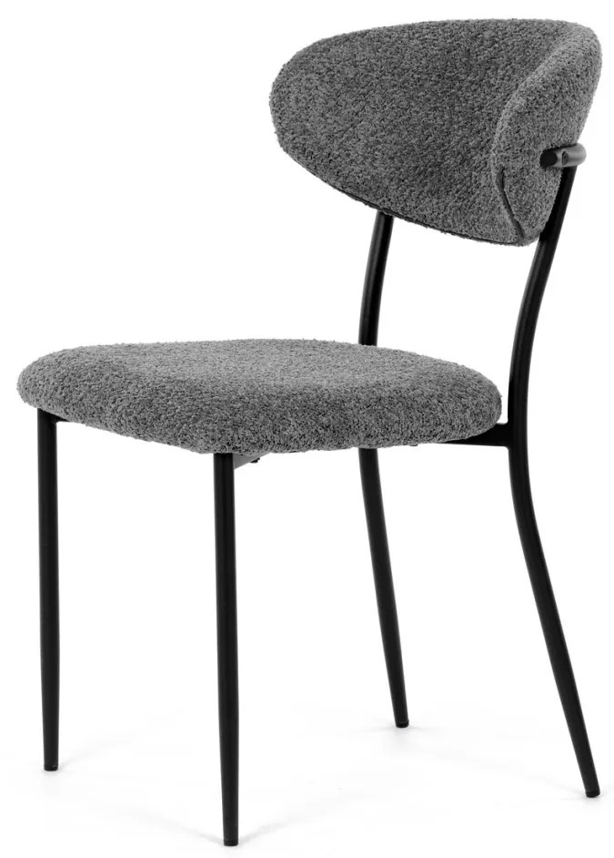 Scaun de sufragerie, stofa gri, picioare metalice negre