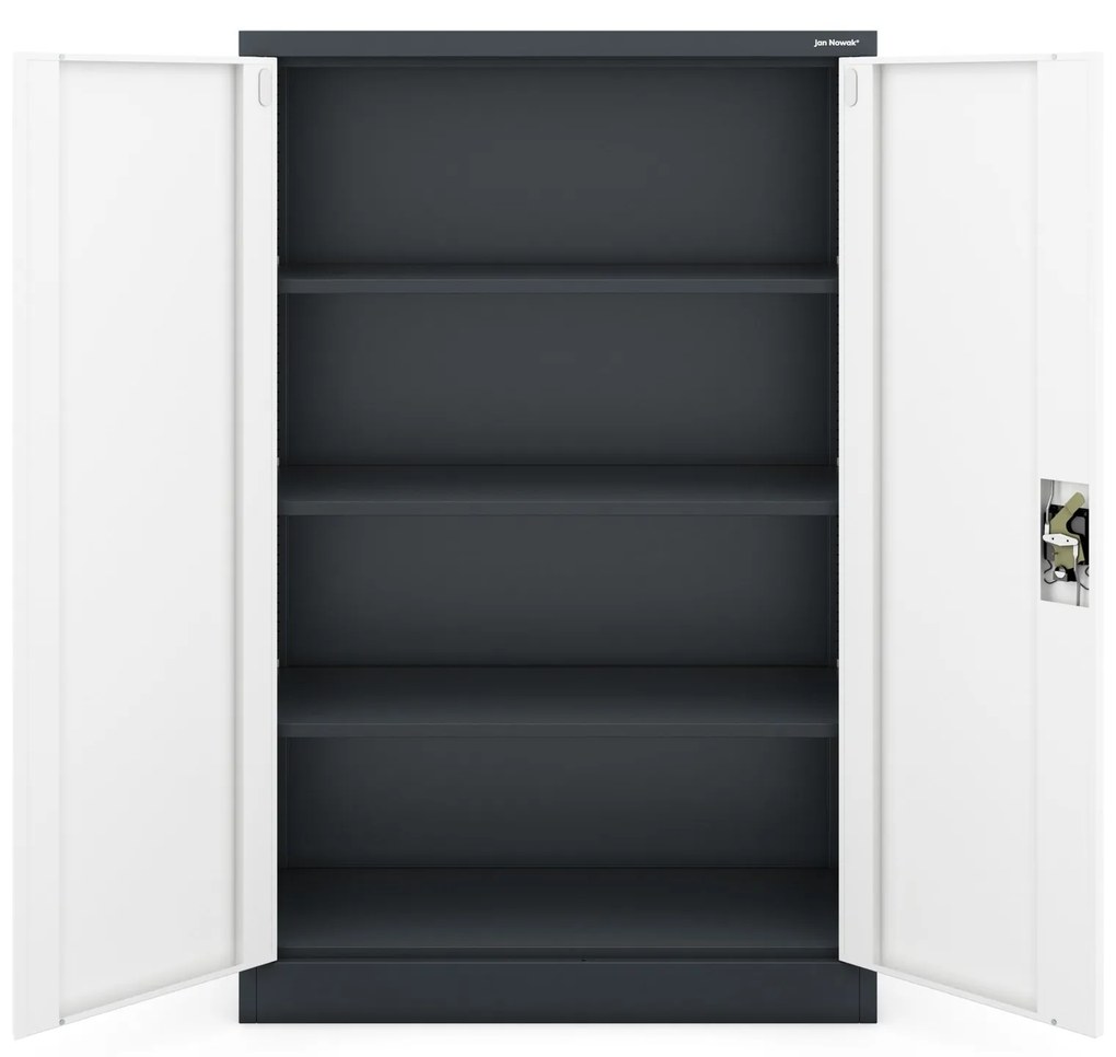 Fém iratszekrény KEVIN, 900 x 1400 x 400 mm, antracit-fehér