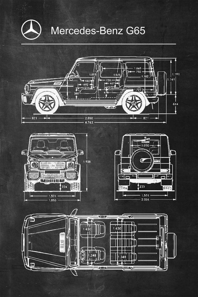 Poszter Mercedes Benz G65 Retro A1+ diagram