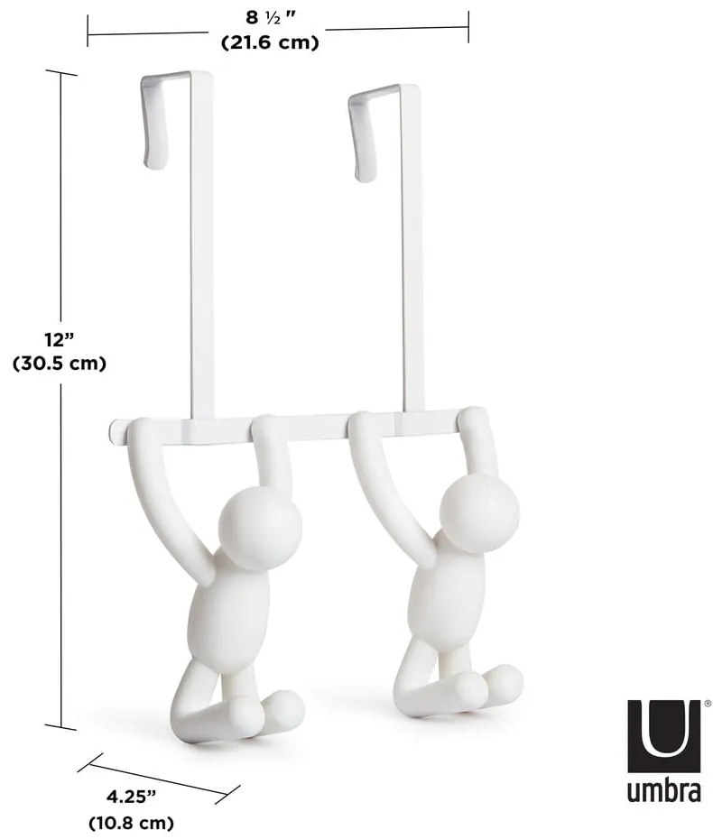 Fehér műanyag ajtófogas 22 cm Buddy – Umbra