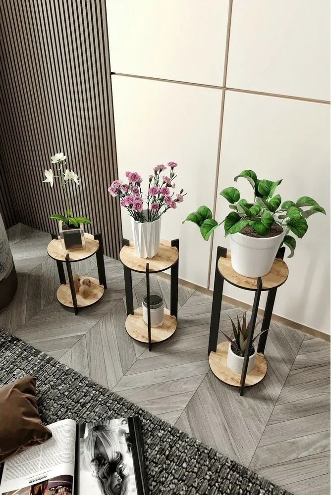 Virágállvány Flower Desk Round - Oak